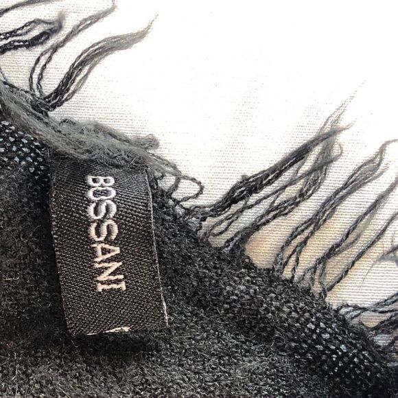 Set of (2)Scaves: Bossani Black Knit Scarf, Gray Tan Scarf - Picture 9 of 16